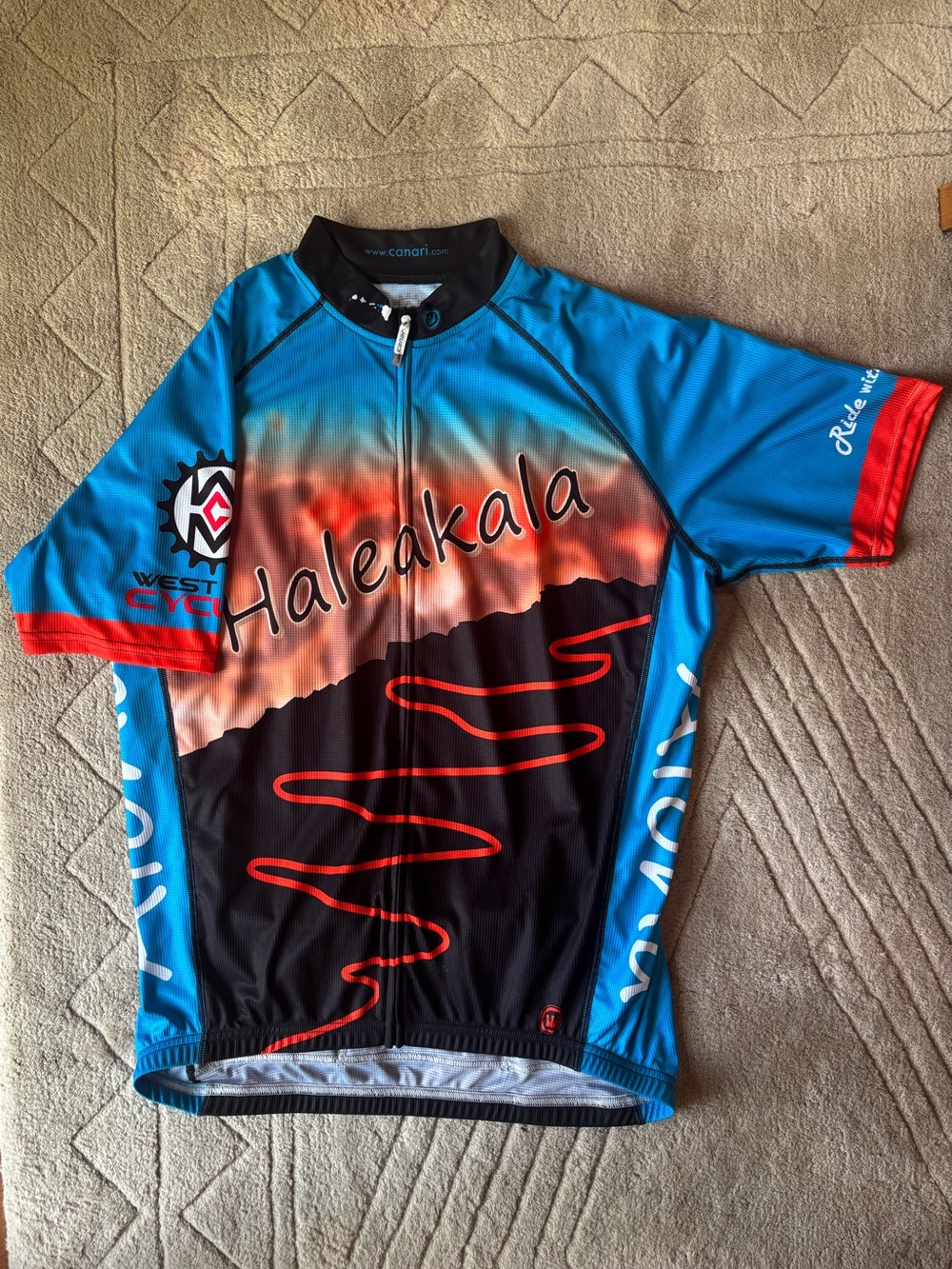 Canari Haleakala Road Cycling Jersey in Blue, Orange & Black